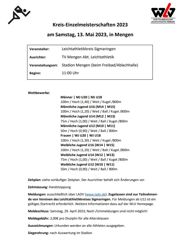 Kreis-Einzelmeisterschaften in Mengen